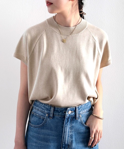 classicalelf(クラシカルエルフ)の「さらっと、着心地柔らか。フレンチラグランコットンニット(Tシャツ/カットソー・レディース・ブラック/ベージュ/オフホワイト/ブルー・MEDIUM/LARGE/X-LARGE/XX-LARGE)」の11枚目の写真