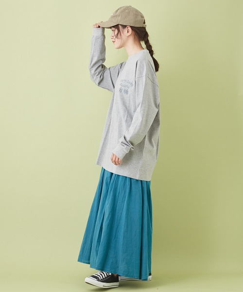 CUBE SUGAR（キューブシュガー）の「OE天竺 チャイニーズ ロゴプリント 長袖Tシャツ（Tシャツ/カットソー・レディース・トップグレー/サックスブルー/カーキ/ホワイト・M）」の10枚目の写真