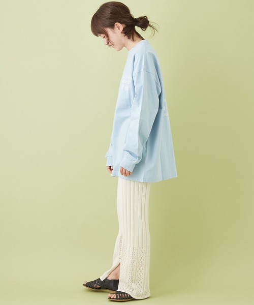 CUBE SUGAR（キューブシュガー）の「OE天竺 チャイニーズ ロゴプリント 長袖Tシャツ（Tシャツ/カットソー・レディース・トップグレー/サックスブルー/カーキ/ホワイト・M）」の16枚目の写真