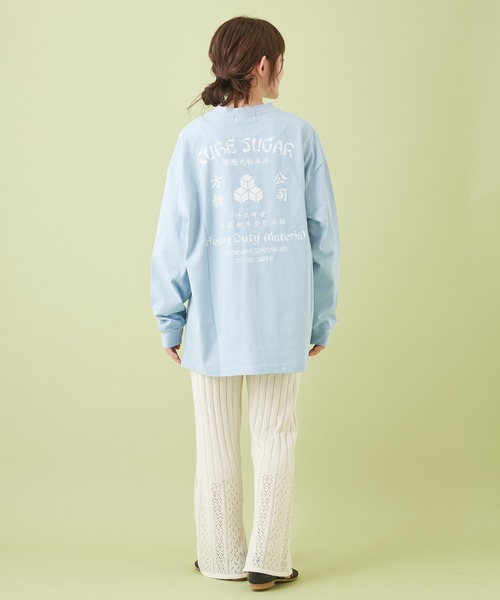 CUBE SUGAR（キューブシュガー）の「OE天竺 チャイニーズ ロゴプリント 長袖Tシャツ（Tシャツ/カットソー・レディース・トップグレー/サックスブルー/カーキ/ホワイト・M）」の17枚目の写真