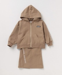 X-girl Stages（エックスガールステージス）の「ロゴ入りフルジップパーカー×タイトスカートセット（アンサンブル・キッズ）」