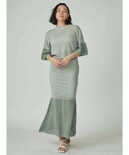 THE DAYZ TOKYO(ザデイズトーキョー)の「【THE DAYZ TOKYO】透かし編みニットマーメイドスカート(スカート・レディース・ブラック/ミント・FREE)」の3枚目の写真