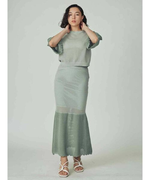 THE DAYZ TOKYO(ザデイズトーキョー)の「【THE DAYZ TOKYO】透かし編みニットマーメイドスカート(スカート・レディース・ブラック/ミント・FREE)」の9枚目の写真