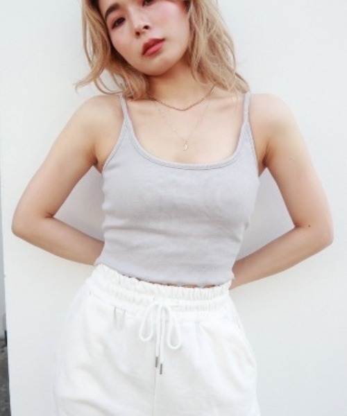 FIG&VIPER（フィグアンドバイパー）の「リブメロウキャミ（キャミソール・レディース・ライトグレー/ブルー/ホワイト/ライトピンク/ブラック・FREE）」の4枚目の写真