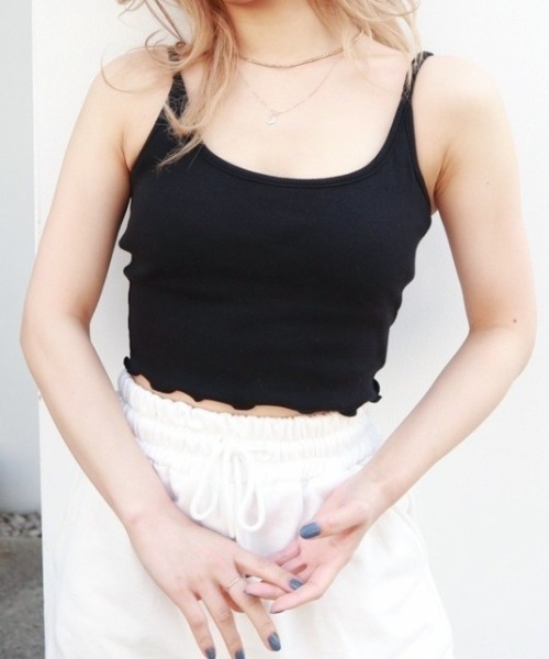 FIG&VIPER（フィグアンドバイパー）の「リブメロウキャミ（キャミソール・レディース・ライトグレー/ブルー/ホワイト/ライトピンク/ブラック・FREE）」の3枚目の写真