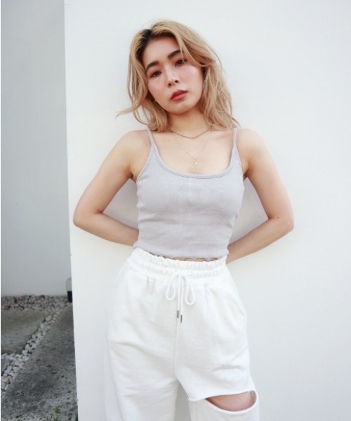 FIG&VIPER（フィグアンドバイパー）の「リブメロウキャミ（キャミソール・レディース・ライトグレー/ブルー/ホワイト/ライトピンク/ブラック・FREE）」の14枚目の写真