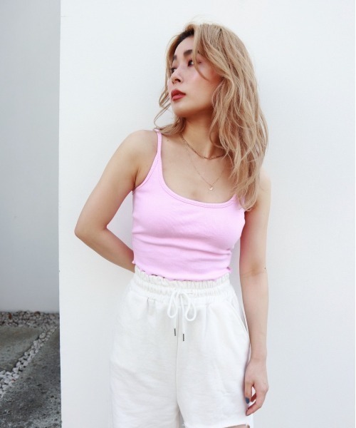 FIG&VIPER（フィグアンドバイパー）の「リブメロウキャミ（キャミソール・レディース・ライトグレー/ブルー/ホワイト/ライトピンク/ブラック・FREE）」の18枚目の写真