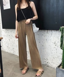 【選べる17色】セルフカットカラープリーツサテンパンツ