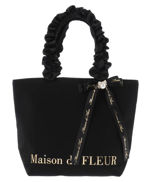 Maison de FLEUR(メゾンドフルール)の「パールビジューフリルハンドルトートバッグ(トートバッグ・レディース・ブラック/ネイビー/ピンク・FREE)」の11枚目の写真