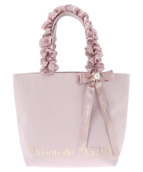 Maison de FLEUR(メゾンドフルール)の「パールビジューフリルハンドルトートバッグ(トートバッグ・レディース・ブラック/ネイビー/ピンク・FREE)」の8枚目の写真
