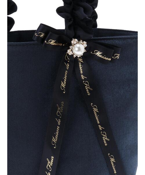 Maison de FLEUR(メゾンドフルール)の「パールビジューフリルハンドルトートバッグ(トートバッグ・レディース・ブラック/ネイビー/ピンク・FREE)」の7枚目の写真