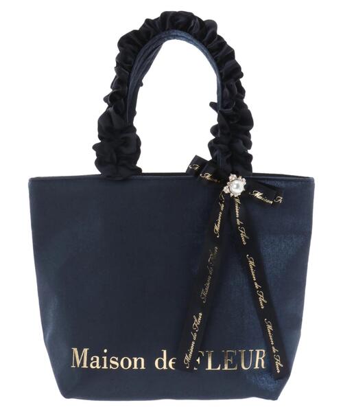 Maison de FLEUR(メゾンドフルール)の「パールビジューフリルハンドルトートバッグ(トートバッグ・レディース・ブラック/ネイビー/ピンク・FREE)」の3枚目の写真