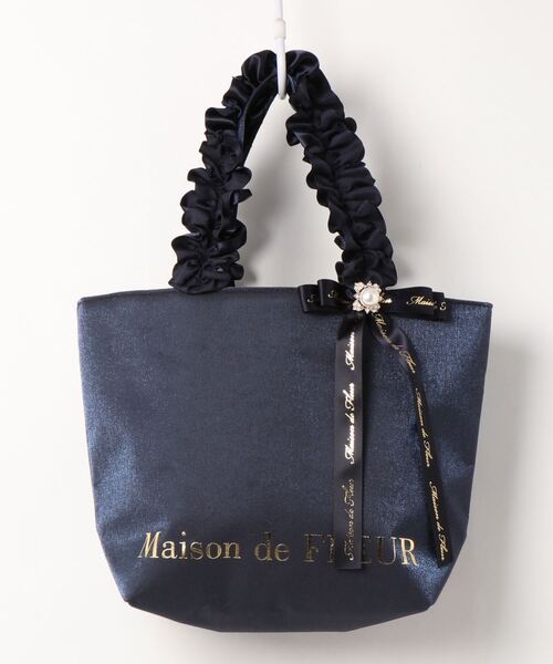 Maison de FLEUR(メゾンドフルール)の「パールビジューフリルハンドルトートバッグ(トートバッグ・レディース・ブラック/ネイビー/ピンク・FREE)」の12枚目の写真