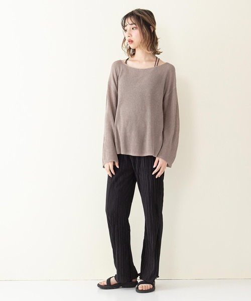 INNOCENT BLUE（イノセントブルー）の「【innocent blue/イノセントブルー】スカシアミニットトップス　フレアスリーブ　ビッグシルエット（Tシャツ/カットソー・レディース・ブラック/アイボリー/ライトベージュ/パープル/ライトブラウン/ブルー・MEDIUM）」の13枚目の写真