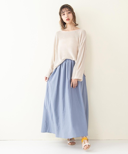 INNOCENT BLUE（イノセントブルー）の「【innocent blue/イノセントブルー】スカシアミニットトップス　フレアスリーブ　ビッグシルエット（Tシャツ/カットソー・レディース・ブラック/アイボリー/ライトベージュ/パープル/ライトブラウン/ブルー・MEDIUM）」の22枚目の写真