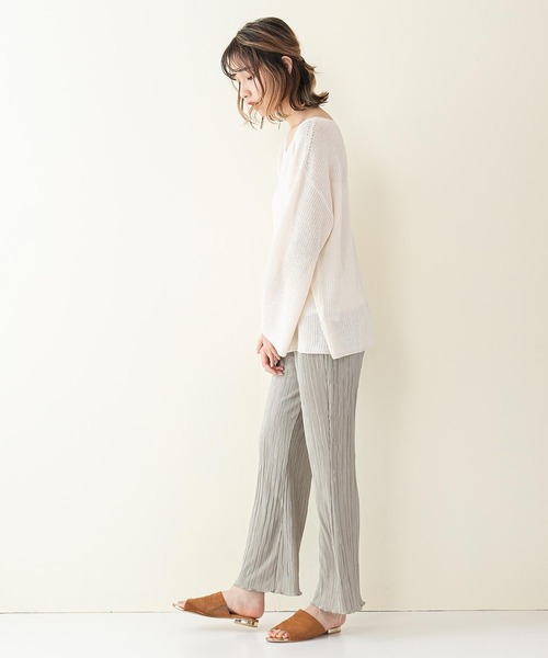 INNOCENT BLUE（イノセントブルー）の「【innocent blue/イノセントブルー】スカシアミニットトップス　フレアスリーブ　ビッグシルエット（Tシャツ/カットソー・レディース・ブラック/アイボリー/ライトベージュ/パープル/ライトブラウン/ブルー・MEDIUM）」の18枚目の写真