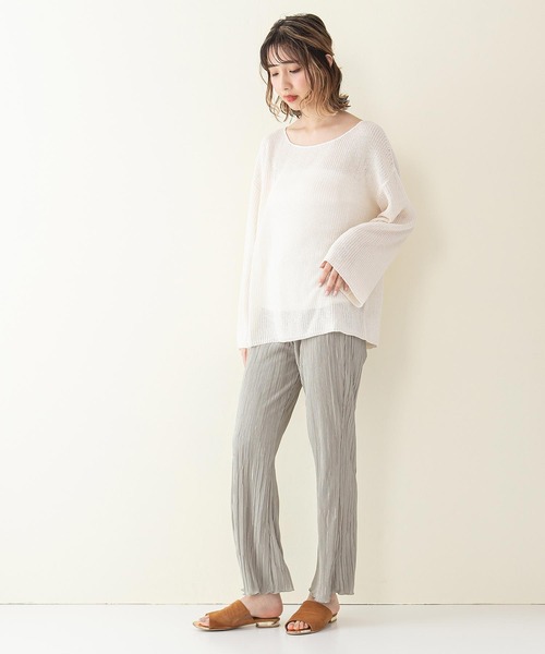 INNOCENT BLUE（イノセントブルー）の「【innocent blue/イノセントブルー】スカシアミニットトップス　フレアスリーブ　ビッグシルエット（Tシャツ/カットソー・レディース・ブラック/アイボリー/ライトベージュ/パープル/ライトブラウン/ブルー・MEDIUM）」の19枚目の写真