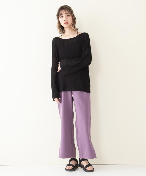 INNOCENT BLUE（イノセントブルー）の「【innocent blue/イノセントブルー】スカシアミニットトップス　フレアスリーブ　ビッグシルエット（Tシャツ/カットソー・レディース・ブラック/アイボリー/ライトベージュ/パープル/ライトブラウン/ブルー・MEDIUM）」の7枚目の写真