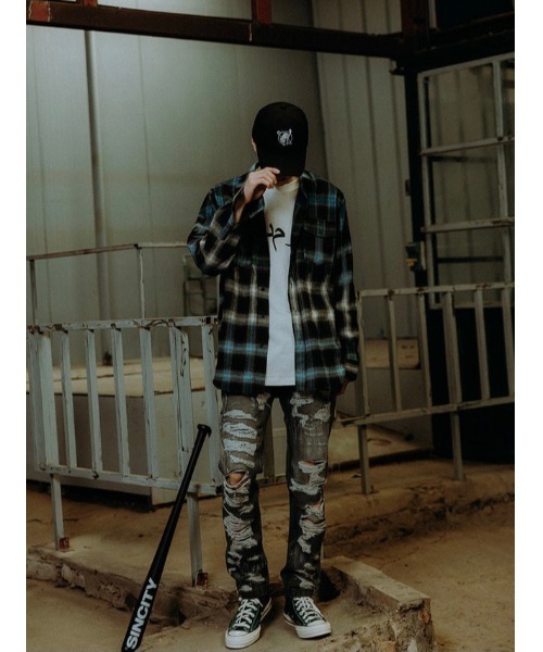 SINCITY（シンシティ）の「【SINCITY】ANARCHY CAT BASEBALL CAP（キャップ・メンズ・ブラック/ブルー・ONE SIZE）」の10枚目の写真