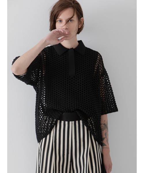 enchainement(アンシェヌマン)の「Polo Kint P/O(ニット/セーター・レディース・ブラック/ベージュ・フリー)」の10枚目の写真