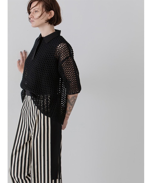 enchainement(アンシェヌマン)の「Polo Kint P/O(ニット/セーター・レディース・ブラック/ベージュ・フリー)」の11枚目の写真