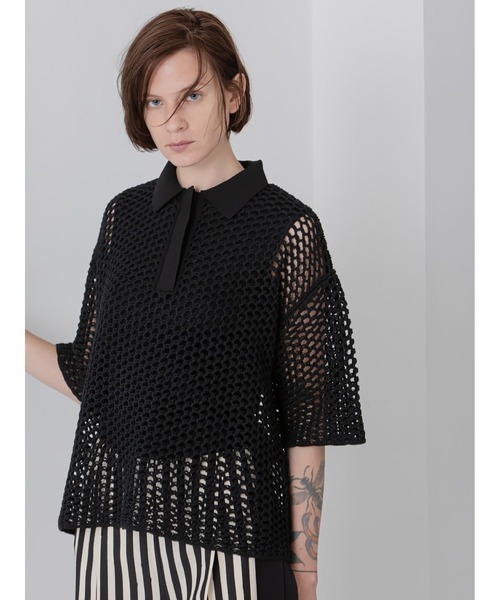 enchainement(アンシェヌマン)の「Polo Kint P/O(ニット/セーター・レディース・ブラック/ベージュ・フリー)」の14枚目の写真