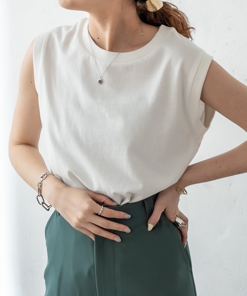 mystic(ミスティック)の「カラーノースリTシャツ(Tシャツ/カットソー・レディース・ブラック/オフホワイト/ブルー/グリーン/オレンジ・FREE)」の19枚目の写真