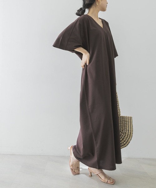 Goodwear(Since1983)（グッドウェア）の「Goodwear　LOOSE FIT MAXI ONE-PIECE（ワンピース・レディース・ボルドー/ベージュ系その他/チャコールグレー・-）」の7枚目の写真