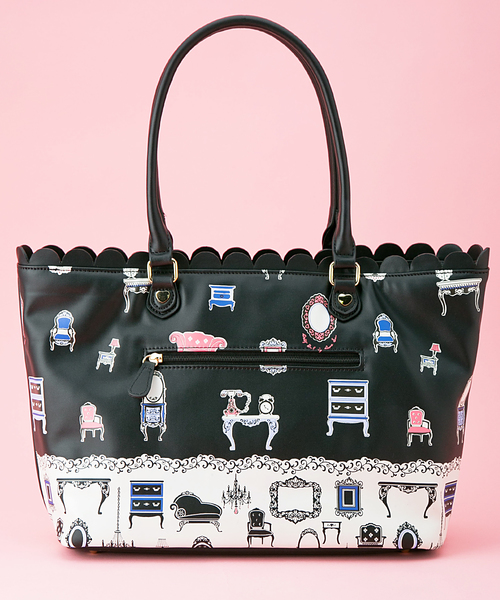 DOLLY GIRL BY ANNA SUI（ドーリーガール バイ アナ スイ）の「ドーリーハウスプリント トートバッグ（トートバッグ・レディース・ブラック系9/ワイン系9・F）」の6枚目の写真