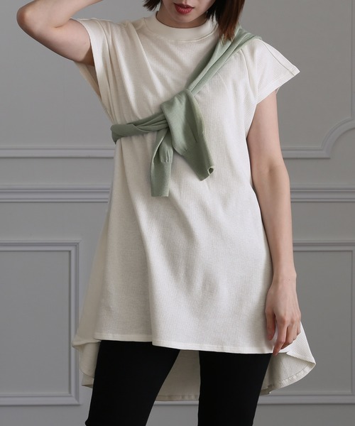 ElegChic（エレグシック）の「ハイネックワッフルコットントップス（Tシャツ/カットソー・レディース・ホワイト/ブラック・4L/XL/M）」の2枚目の写真