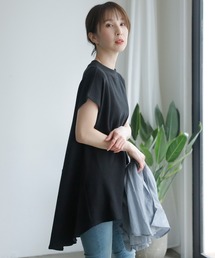 ハイネックワッフルコットントップス