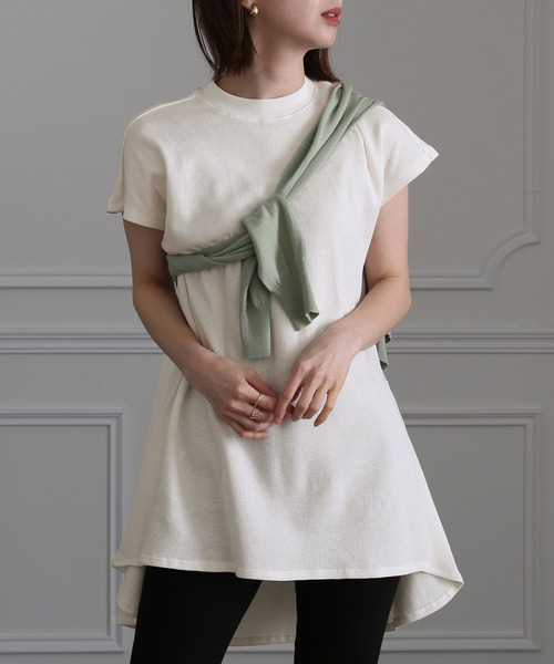 ElegChic（エレグシック）の「ハイネックワッフルコットントップス（Tシャツ/カットソー・レディース・ホワイト/ブラック・4L/XL/M）」の8枚目の写真