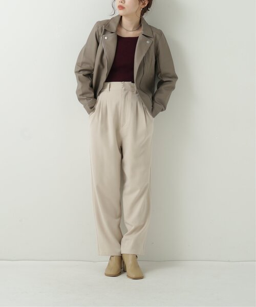 RAY CASSIN（レイカズン）の「ライダースジャケット（ブルゾン・レディース・ブラック/モカ・FREE）」の17枚目の写真