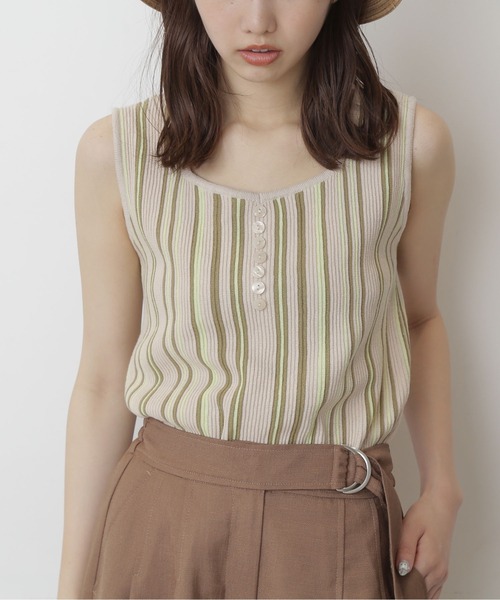 FREE'S MART（フリーズマート）の「◆マルチストライプニットタンク（ニット/セーター・レディース・ホワイト系その他/ブラウン系その他/ホワイト系その他2・FREE）」の3枚目の写真