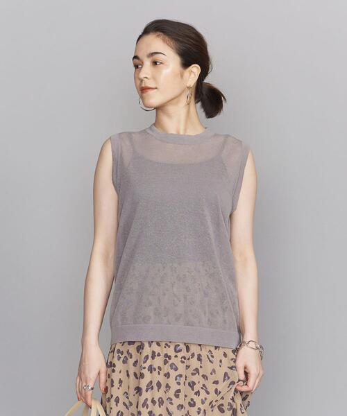 BEAUTY&YOUTH UNITED ARROWS（ビューティーアンドユースユナイテッドアローズ）の「BY 麻ブレンドシアークルーネックノースリーブ -ウォッシャブル-◆（ニット/セーター・レディース・ブラック/グレー/オレンジ・FREE）」の3枚目の写真