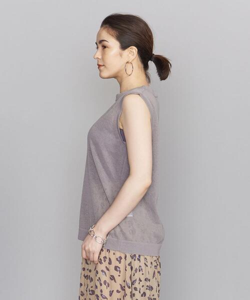BEAUTY&YOUTH UNITED ARROWS（ビューティーアンドユースユナイテッドアローズ）の「BY 麻ブレンドシアークルーネックノースリーブ -ウォッシャブル-◆（ニット/セーター・レディース・ブラック/グレー/オレンジ・FREE）」の6枚目の写真