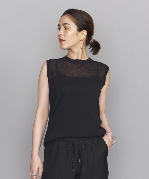 BEAUTY&YOUTH UNITED ARROWS（ビューティーアンドユースユナイテッドアローズ）の「BY 麻ブレンドシアークルーネックノースリーブ -ウォッシャブル-◆（ニット/セーター・レディース・ブラック/グレー/オレンジ・FREE）」の11枚目の写真