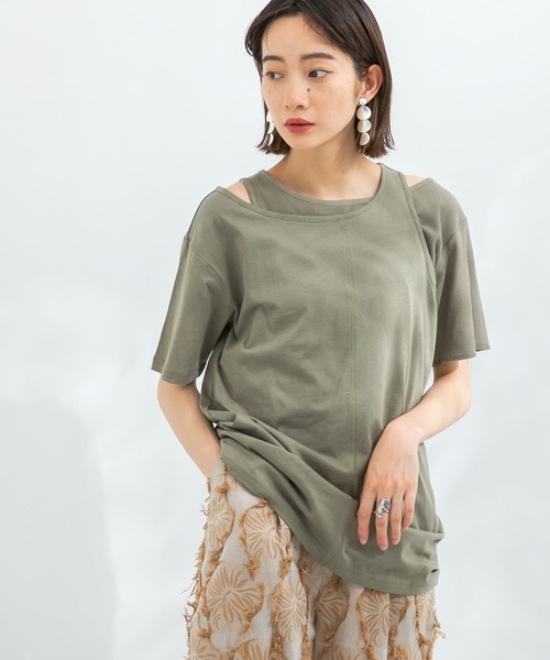 KBF - KBFレイヤードアシメカットソー KBF（ケイビーエフ）の「アシメレイヤードTシャツ（Tシャツ