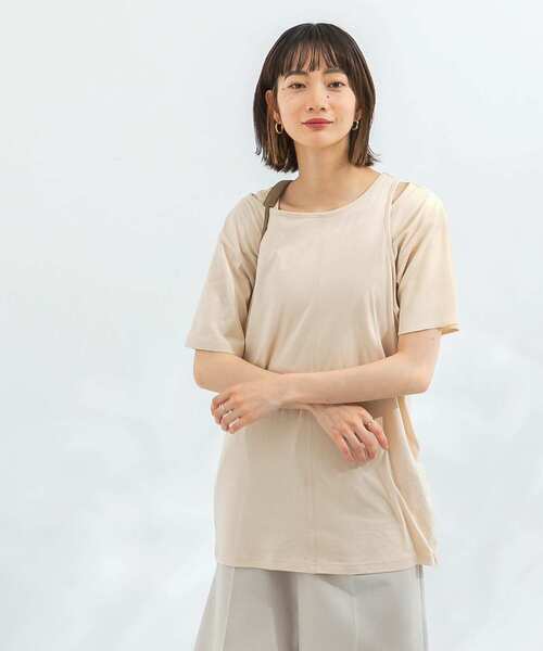 KBF - KBFレイヤードアシメカットソー KBF（ケイビーエフ）の「アシメレイヤードTシャツ（Tシャツ