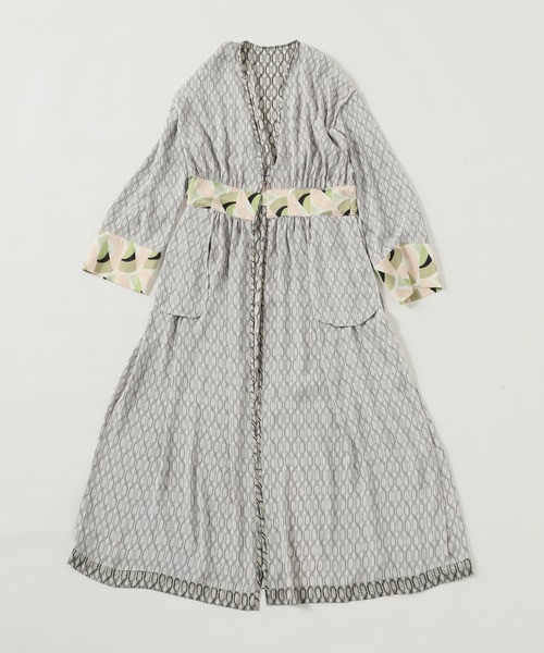 JOURNAL STANDARD（ジャーナルスタンダード）の「【Ayumi.HｘJOURNALSTANDARD】ドッキングプリントガウン◆（ワンピース・レディース・グリーン・FREE）」の6枚目の写真