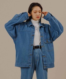 【コットンUSA】ビッグシルエット ドライタッチ デニムジャケット/UNISEX