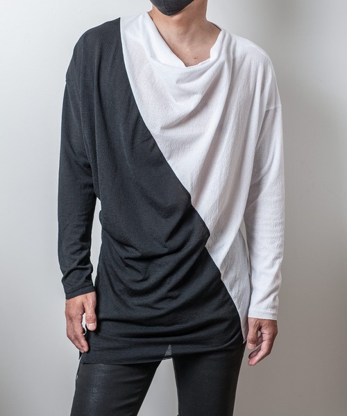 JOHNNY WOLF（ジョニーウルフ）の「PERSEPHONE(ペルセポネ)ドレープ ロンT（Tシャツ/カットソー・メンズ・ホワイト系その他/マルチ/ブラックミックス・FREE）」の3枚目の写真