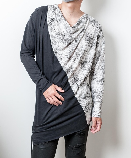 JOHNNY WOLF（ジョニーウルフ）の「PERSEPHONE(ペルセポネ)ドレープ ロンT（Tシャツ/カットソー・メンズ・ホワイト系その他/マルチ/ブラックミックス・FREE）」の6枚目の写真