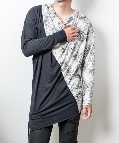JOHNNY WOLF（ジョニーウルフ）の「PERSEPHONE(ペルセポネ)ドレープ ロンT（Tシャツ/カットソー・メンズ・ホワイト系その他/マルチ/ブラックミックス・FREE）」の10枚目の写真