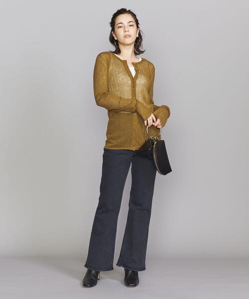 BEAUTY&YOUTH UNITED ARROWS(ビューティーアンドユースユナイテッドアローズ)の「BY シアーリブニットカーディガン -ウォッシャブル- ◆(カーディガン/ボレロ・レディース・ダークブラウン/マスタード/モカ・FREE)」の11枚目の写真