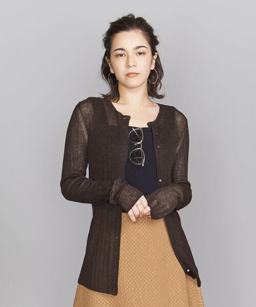 BEAUTY&YOUTH UNITED ARROWS(ビューティーアンドユースユナイテッドアローズ)の「BY シアーリブニットカーディガン -ウォッシャブル- ◆(カーディガン/ボレロ・レディース・ダークブラウン/マスタード/モカ・FREE)」の7枚目の写真
