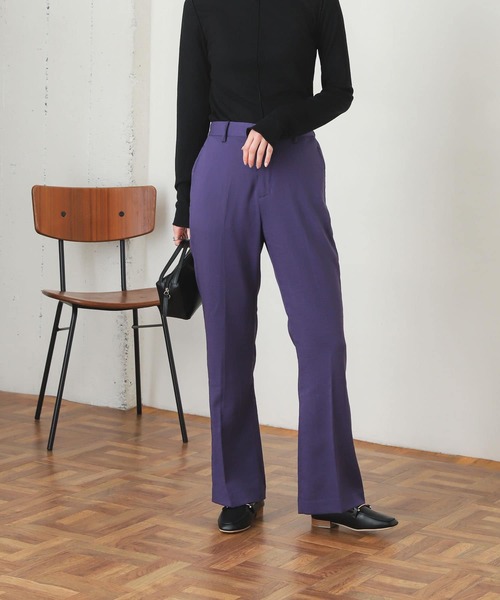 SENSE OF PLACE by URBAN RESEARCH（センスオブプレイスバイアーバンリサーチ）の「カルゼキックフレアパンツ（その他パンツ・レディース・ベージュ/パープル/ライトベージュ・ONE）」の3枚目の写真