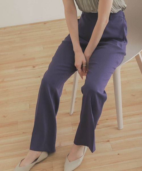 ブルー カフス キック フレア パンツ Re:EDIT｜スーパーストレッチキックフレアパンツ | Rakuten