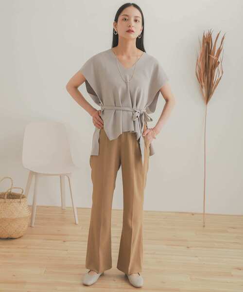 SENSE OF PLACE by URBAN RESEARCH（センスオブプレイスバイアーバンリサーチ）の「カルゼキックフレアパンツ（その他パンツ・レディース・ベージュ/パープル/ライトベージュ・ONE）」の12枚目の写真