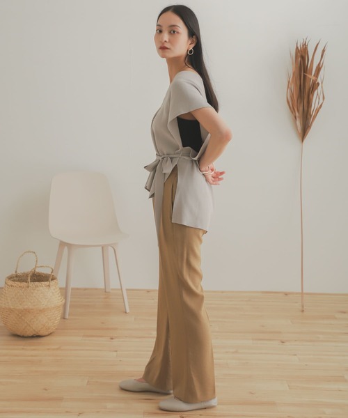 SENSE OF PLACE by URBAN RESEARCH（センスオブプレイスバイアーバンリサーチ）の「カルゼキックフレアパンツ（その他パンツ・レディース・ベージュ/パープル/ライトベージュ・ONE）」の11枚目の写真